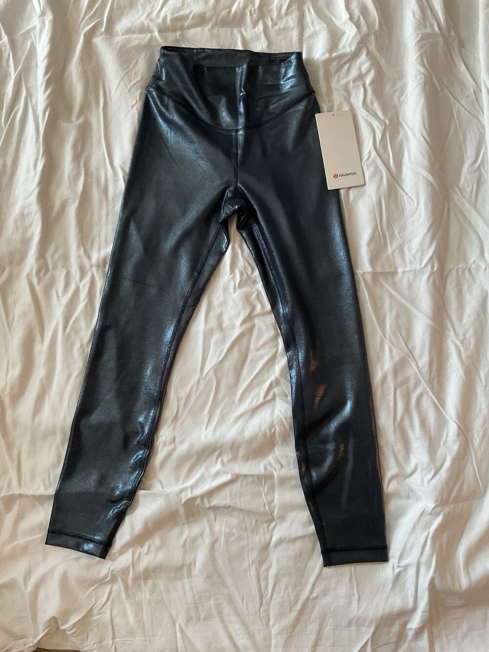 Lululemon Wunder Under Smooth over Tight 25” Foil Blue Black Night Leggings NWT